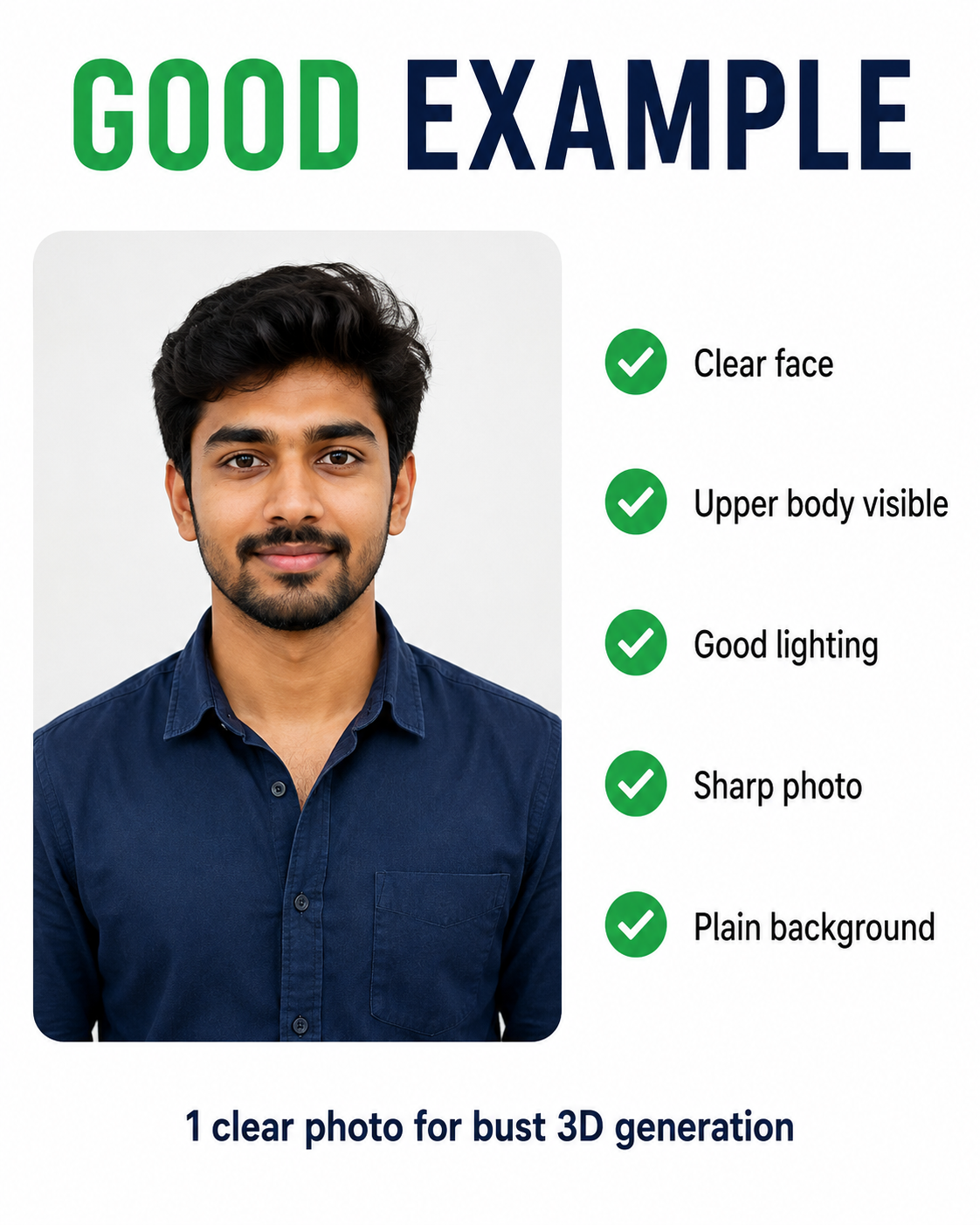 Face should be clear and visible